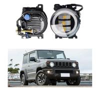 SPUFKGE Phare Voiture 2 Pièces 90MM Voiture LED Antibrouillard Angel Eye DRL Lumière Du Jour 30W H11 Pour Suzuki Pour Jimny JB64 JB74 2018 2019 2020 2021 2022 2023 Phare Assemblage(White and Blue)