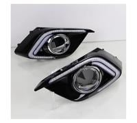 SPUFKGE Phare Voiture 2 Pièces DRL Pour Mazda 3 Pour Mazda3 Pour Axela 2014 2015 2016 LED Feux Diurnes Lumière Du Jour Antibrouillard Avec Clignotant Phare Assemblage(White and Yellow,Type C)
