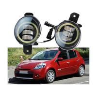 SPUFKGE Phare Voiture 2 Pièces Pare-chocs Avant De Voiture Angel Eye LED Antibrouillard Feux De Jour DRL 30W H11 Pour Clio Mk3 2005-2014 (ne Convient Pas À Mk4) Phare Assemblage(White and Red)