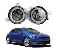 SPUFKGE Phare Voiture 2 X Angel Eye LED Antibrouillard DRL Pour VW Pour Scirocco 3/III 2008-2014 Canbus Voiture Avant Brouillard Feux De Jour Ensemble Phare Assemblage(Dual Color)
