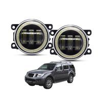SPUFKGE Phare Voiture 2 X Ensemble Phares Antibrouillard Angel Eye Pour Nissan Pour Pathfinder R51 2005-2012 LED Lentille Antibrouillard Feux Jour DRL 12V Phare Assemblage(White and Yellow)