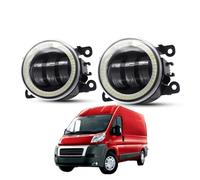 SPUFKGE Phare Voiture 2 X Ensemble Phares Pour Pare-chocs Avant Voiture Pour Fiat Pour Ducato 250-290 2014-2020 30W LED Lentille Ange Oeil Brouillard Feux Jour 12V Phare Assemblage(White and Red)