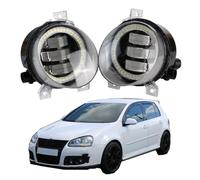 SPUFKGE Phare Voiture 2 X Feu Antibrouillard LED Avant De Voiture DRL Angel Eye, Feu De Jour Pour VW Pour Golf Mk5 Pour Lapin Pour GTI (1K) 2004 - 2009 Phare Assemblage(White and White)