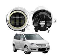 SPUFKGE Phare Voiture Ensemble De Phares Antibrouillard Angel Eye, Pour VW Pour Touran (1T1, 1T2) 2003 2004 2005 2006 2007 2008 2009 2010, Phare Antibrouillard LED DRL Phare Assemblage(White and Red)