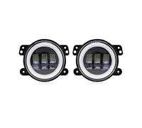SPUFKGE Phare Voiture Pour Jeep pour Wrangler JK LJ TJ 60W 4 pouces LED feux antibrouillard blanc DRL ambre clignotant Phare Assemblage(White amber)