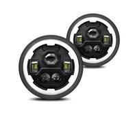 SPUFKGE Phares Avant Moto Phare LED Rond De 7 Pouces Avec Feux De Route Et Feux De Croisement Clignotants Ambrés Pour Voitures Et Motos Étanche IP67 Projecteur Moto(2 pièces)