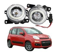 SPUFKGE Projecteur Principal Pour Fiat Pour Panda (312_, 519_) 2012-2022 30W H11 Réglable Voiture Antibrouillard Feux Jour 2IN1 LED Angel Eye DRL Assemblée Feux Avants Auto(Blue and Yellow)