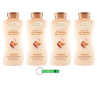 Spuma di Sciampagna Bagnodoccia Crema Idratante Lot de 4 gels douche au lait d'amande et au beurre de karité pour soins du corps et lavage 650 ml + porte-clés Beni Culinari