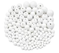 SPUNNYS Assortiment de 120 boules blanches en papier Ø 6-25 mm, 8 tailles, boules à peindre et décorer pour fleurs en papier, baies, ornements et loisirs créatifs