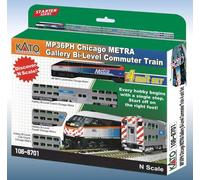 Spur N - Ensemble Chicago Metra Locomotive Diesel + 3 Wagons - 106-8701 Neu