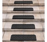 Spurtar Caoutchouc Synthétique Tapis Escalier Antidérapant Moquette avec, Nez de Marche Intérieur Anti Derapant Tapis Marchettes D'escalier Anti Glisse Extérieur, 76 x 25 cm,Lot de 5