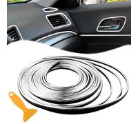 Spurtar Decoration Voiture de Moulage Intérieure,5M Deco Voiture Tuning Bande Film 3D décoration Bande de Garniture de Moulage de Accessorire pour pièces Automobiles Intérieurs (Chrome Argent)