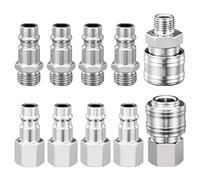 Spurtar Lot de 10 connecteurs de ligne d'air, kit de raccords pour | Kit de raccords filetés mâles et femelles pour outils pneumatiques, accessoires de tuyau de compresseur