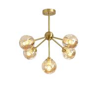 Sputnik Chandelier 6 Lights Magic Bean Molecular Pendant Light Modern Brackshed Brass Globe Globe Plafond Lightture for Living Room Restaurant Island ， Pendante Lights (Fumée-Grey Lampe à lampe, 3
