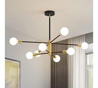 Sputnik Chandelier Mid Century Industrial Pendant Lighting Chandeliers Ceiling Fixture Black Gold Light for Living Room,Kitchen,Bedroom,Dining Room and Farmhouse