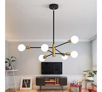 Sputnik Chandelier Mid Century Industrial Pendant Lighting Chandeliers Ceiling Fixture Black Gold Light for Living Room,Kitchen,Bedroom,Dining Room and Farmhouse