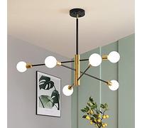 Sputnik Chandelier Mid Century Industrial Pendant Lighting Chandeliers Ceiling Fixture Black Gold Light for Living Room,Kitchen,Bedroom,Dining Room and Farmhouse