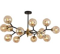 Sputnik Chdelier Vintage Globe Verre Plafonnier Éclairage Luminaires E27 Source De Lumière Pendt Hauteur Réglable pour Chambre À Coucher, Cognac, 15 Head