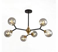 Sputnik Chdelier Vintage Globe Verre Plafonnier Éclairage Luminaires E27 Source De Lumière Pendt Hauteur Réglable pour Chambre À Coucher, Smoke Gray, 15 Head