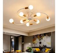 Sputnik Plafonnier E27 Soffitto Industriel Lampe de Plafond Vintage Design Luminaire Plafonnier Industriel Semi Encastré Metal pour Cuisine Salle à Manger Chambre (Blanc + Or - Lumière Chaude,8 Lampe)