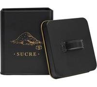 Spwb-, Bt6810, Boîte En Métal Élégante Pour Le Sucre, Design Chic Et Moderne, Hermétique Pour Une Conservation Optimale, Idéale Pour La Cuisine, Taille : 15x10 Cm, Couleur : Noir Et Doré