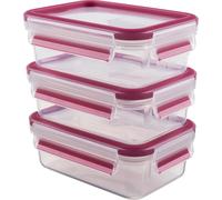 Spwb-Emsa 515582 Alimentaires Clip & Close, Transparent/Rose, 0,55 Litre, Lot De 3 Boîtes