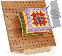 Spwb-Planche De Blocage Crochet, 20x20cm Bloqueur Granny Square Crochet, Planche Blocage Crochet Carré Granny En Bois, Accessoires De Crochet Tricot, Avec 20 Tiges De Métal