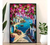 SPXLUCAU Affiches sur toile représentant un village côtier moderne et pittoresque, pour le salon (40 x 50 cm/sans cadre)