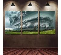 SPXLUCAU Ensemble de 3 tableaux représentant un orage intense au-dessus du parc d'État de Custer, dans le Dakota du Sud - Scènes de nuages spectaculaires, pour le salon (45 x 65 cm x 3 / Sans cadre)