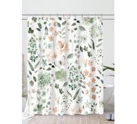 SPXLUCAU Rideau de Douche Fleuri Mignon, Rideau de Douche en Tissu à Fleurs pour Salle de Bain, Rideau de Douche en Tissu à Motif Papillons et Fleurs Sauvages (270 x 183 cm / 106 x 72 Pouces (L x H))
