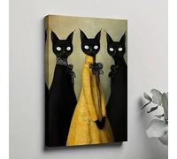 SPXLUCAU Tableau sur toile minimaliste et moderne représentant trois chats, décoration intérieure (50 x 70 cm/sans cadre)