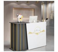 SPXMQSS Comptoir Accueil Caisse, Comptoir d'accueil avec Espace de Rangement, Comptoir Accueil Salon de Beaute avec 2 Tiroirs pour la Maison, Le Bureau, Le Salon B 90x100 cm