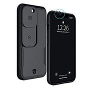 Spy-Fy Coque de Protection pour iPhone 13 Pro avec Cache caméra coulissante Avant et arrière | Protégez Votre Vie privée | Protection Contre Les Chutes de 2 m | Noir Mat | Valenta