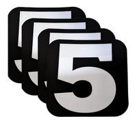 Spy Spot Lot de 4 autocollants numérotés en vinyle de 0 à 9, fond noir, police blanche, 8,9 x 8,9 cm (5)