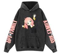 Spy X Family Sweat À Capuche Vintage Délavé Populaire De Rue Anya Forger Y2K Kawaii Ample Décontracté À Manches Longues Harajuku Sweat-Shirt À Épaules Tombantes (TP,Color 03)