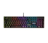 SPYCO Challenge KE-111, Clavier Mécanique de Jeu, disposition des touches à l’italienne, rétroéclairage LED réglable, touches avec couvre-touches en ABS, interrupteurs marron, 25 touches anti-ghosting