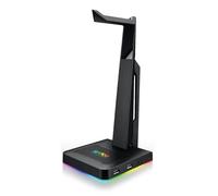 SPYCO - Support Casque Gaming, LED RVB Effet Breathing, 2 Ports USB, Adaptabilité Universelle, Base Antidérapante, Compatibilité PC et Tablette, Noir, 250 mm, Polychlorure de Vinyle