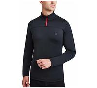 Spyder Chemise de sport pour homme - Pull performant à manches longues zippé, Noir/Rouge, Taille L