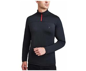 Spyder Chemise de sport pour homme - Pull performant à manches longues zippé, Noir/Rouge, Taille L