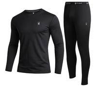 Spyder Ensemble Haut et Bas Thermiques pour Homme - Chemise Thermique doublée en Polaire pour Homme et Legging Long, Noir, Small