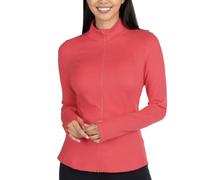 Spyder Veste de yoga extensible à manches longues avec fermeture éclair pour femme avec trous pour les pouces, rose, Small