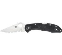 Spyderco C11sbk Couteau Delica, Lame À Dents Acier Vg-10 À Cran, Profil Sabre, Manche 11 Cm Nylon/Fibre De Verre Noir