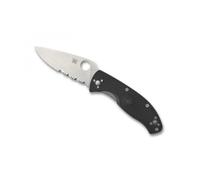Spyderco C122psbk Couteau Lame Semi-Dentée Acier 8cr13mov, Profil Plat Manche 11 Cm Nylon/Fibre De Verre Noir