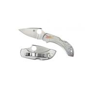 Spyderco C28pt Couteau Dragonfly Tatoo, Lame Acier Vg-10 À Cran, Profil Plat, Manche 8 Cm Inox Décor Libellule