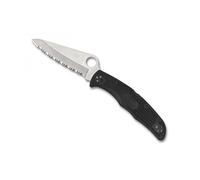 Spyderco C91sbk2 Couteau Lame À Dents Acier H-1 Profil Évidé Manche 12,5 Cm Nylon/Fibre De Verre Noir