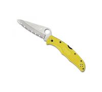 Spyderco C91syl2 Couteau Lame À Dents Acier H-1 Profil Évidé Manche 12,5 Cm Nylon/Fibre De Verre Jaune