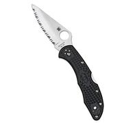 Spyderco Couteau Delica C11SBK – Lame VG-10 crantée, profil sabre, manche 11 cm noir