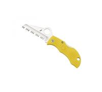 Spyderco Myls Couteau Manbug, Lame Style Pied De Mouton À Dents Acier H-1 À Cran, Manche 6,5 Cm Nyl/Fi.E Verre Jaune