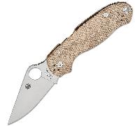 Spyderco Para 3 Brown Canvas Micarta CPM CRU-WEAR Reveal 14 C223MPCW