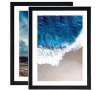 Spydge 2 Pièces Cadres Photo Cadres Photo Noirs Cadres en Bois de Pin Véritable Pour Art Mural ou Dessus de Table avec Feuille de Plexiglas Transparent